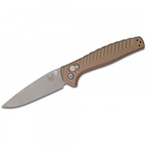 Benchmade 781 Anthem Folding Knife 3.5&quot; Satin CPM-20CV Blade, Bronze Chevron Integral Titanium Handles on Sale