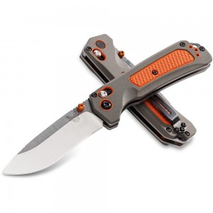 Benchmade Hunt 15061 Grizzly Ridge Folding Knife 3.5&quot; S30V Satin Plain Blade, Orange Grivory and Versaflex Handles on Sale