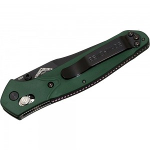 Benchmade Osborne Folding Knife 3.4&quot; S30V Black Combo Blade, Green Aluminum Handles - 940SBK on Sale