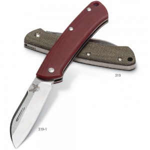 Benchmade Proper Slipjoint Folding Knife 2.86&quot; Satin S30V Sheepsfoot Blade, Contoured Red G10 Handles - 319-1 on Sale