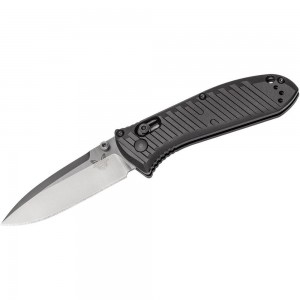 Benchmade Mini Presidio II Folding Knife 3.2&quot; S30V Satin Plain Blade, Milled Black Aluminum Handles - 575 on Sale