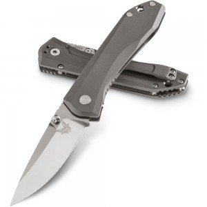 Benchmade Mini Titanium Frame Lock Folding 3.24&quot; M390 Satin Plain Blade, Titanium Handles - 765 on Sale