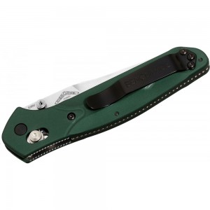 Benchmade 940S Osborne Folding Knife 3.4&quot; S30V Satin Combo Blade, Green Aluminum Handles on Sale