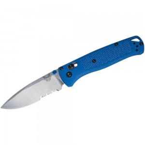Benchmade 535S Bugout AXIS Folding Knife 3.24&quot; S30V Satin Combo Blade, Blue Grivory Handles on Sale