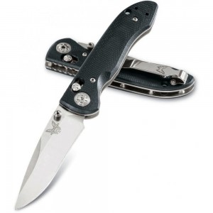 Benchmade Foray AXIS Folding Knife 3.24&quot; S20CV Satin Plain Blade, Black G10 Handles - 698 on Sale