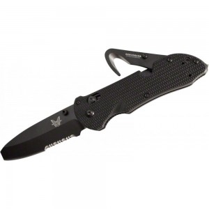 Benchmade Triage Rescue Folding Knife 3.5&quot; Black Combo Blunt Tip Blade, Black G10 Handles, Safety Cutter, Glass Breaker - 916SBK on Sale