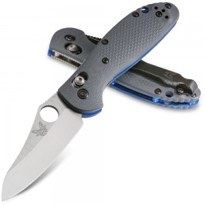 Benchmade Mini Griptilian AXIS Lock Folding Knife 2.91&quot; CPM-20CV Satin Sheepsfoot Plain Blade, Gray G10 Handles - 555-1 on Sale