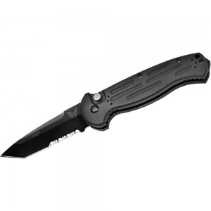 Benchmade AFO II AUTO Folding Knife 3.56&quot; Black Combo Tanto Blade, Aluminum Handles - 9052SBK on Sale