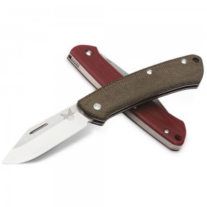 Benchmade 318 Proper Slipjoint Folding Knife 2.82&quot; Satin S30V Clip Point Blade, Dark Brown Canvas Micarta Handles on Sale