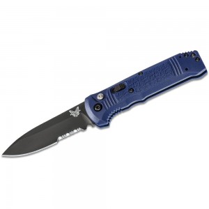 Benchmade 4400SBK-1 Casbah AUTO Folding Knife 3.4&quot; Black S30V Drop Point Combo Blade, Blue Textured Grivory Handles on Sale