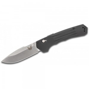 Benchmade 407 Vallation AXIS-Assist Folding Knife 3.70&quot; CPM-S30V Stonewashed Plain Blade, Black Aluminum Handles on Sale