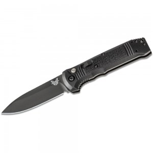 Benchmade Casbah AUTO Folding Knife 3.4&quot; Black S30V Drop Point Blade, Black Textured Grivory Handles - 4400BK on Sale