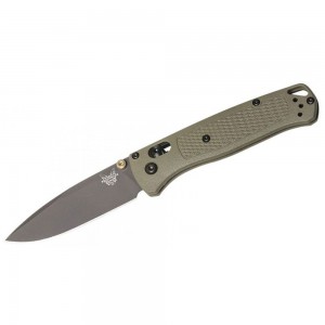 Benchmade Bugout AXIS Folding Knife 3.24&quot; S30V Smoked Gray Plain Blade, Ranger Green Grivory Handles - 535GRY-1 on Sale