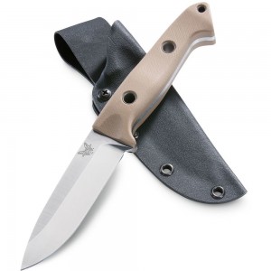 Benchmade Bushcrafter Fixed 4.43&quot; S30V Satin Blade, Sand G10 Handles, Kydex Sheath - 162-1 on Sale