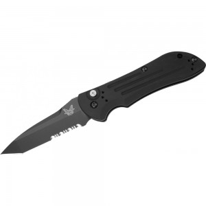 Benchmade AUTO Stryker Folding Knife 3.6&quot; Black Combo Tanto Blade, Aluminum Handles - 9101SBK on Sale