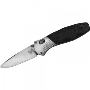 Benchmade Barrage AXIS-Assisted Folding Knife 3.6&quot; M390 Satin Plain Blade, Black G10 and Aluminum Handles - 581 on Sale