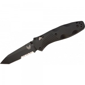 Benchmade Barrage AXIS-Assisted Folding Knife 3.6&quot; Black Tanto Combo Blade, Black Valox Handles - 583SBK on Sale