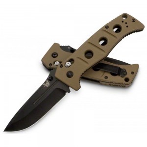Benchmade Adamas Folding Knife 3.82&quot; Black D2 Plain Blade, Desert Tan G10 Handles - 275BKSN on Sale