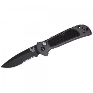 Benchmade 9750SBK Mini Coalition AUTO Folding Knife 2.87&quot; S30V Black Combo Blade, Gray Aluminum Handles with Black G10 Inlays on Sale