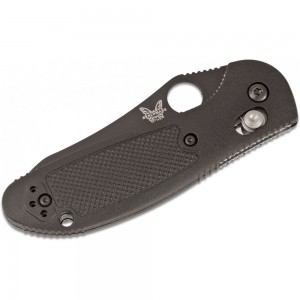 Benchmade Mini Griptilian AXIS Lock Folding Knife 2.91&quot; S30V Black Flat Ground Sheepsfoot Combo Blade, Black Noryl GTX Handles - 555SBK-S30V on Sale