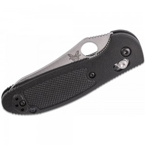 Benchmade Mini Griptilian AXIS Lock Folding Knife 2.91&quot; S30V Satin Flat Ground Sheepsfoot Combo Blade, Black Noryl GTX Handles - 555S-S30V on Sale