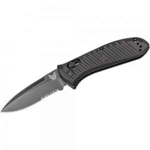 Benchmade 5750SBK Mini Presidio II AUTO Folding Knife 3.2&quot; S30V Black Combo Blade, Milled Black Aluminum Handles on Sale