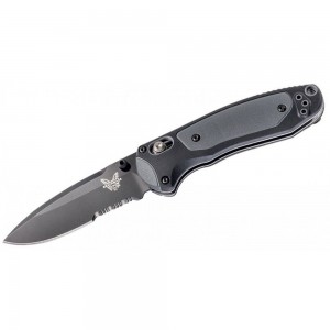 Benchmade Mini Boost AXIS-Assisted Folding Knife 3.11&quot; S30V Black Combo Blade, Grivory and Versaflex Handles - 595SBK on Sale