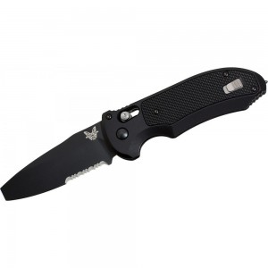 Benchmade AUTO AXIS Triage Rescue Folding Knife 3.35&quot; Black Combo Blade, Aluminum with Black G10 Inlays - 9160SBK on Sale