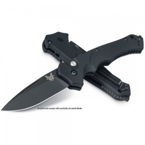 Benchmade Rukus II AUTO Folding Knife 3.4&quot; S30V Black Combo Blade, Black Aluminum Handles - 9600SBK on Sale