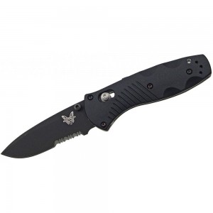 Benchmade 585SBK Mini-Barrage AXIS-Assisted Folding Knife 2.91&quot; Black Combo Blade, Black Valox Handles on Sale