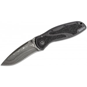 Kershaw 1670BLKDAM Ken Onion Blur Assisted Folding Knife 3.4&quot; Damascus Blade, Black Aluminum Handles w/ Trac-Tec Inserts on Sale