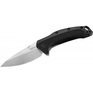 Kershaw 1776 Link Assisted Flipper Knife 3.25&quot; Stonewash Plain Blade, Black GFN Handles on Sale