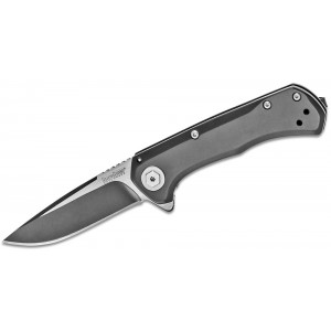 Kershaw 1955 Showtime Assisted Flipper 3&quot; Two-Tone Drop Point Blade, Black Steel Handles on Sale