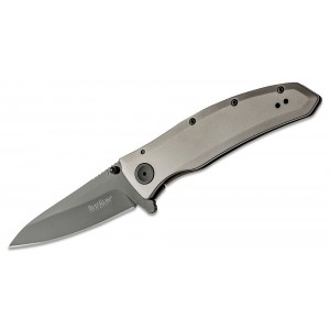Kershaw 2200 Grid Assisted Flipper 3.7&quot; Black Blade, Stainless Steel Handles on Sale