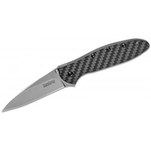 Kershaw 1660CF Ken Onion Leek Assisted Flipper Knife 3&quot; CPM-154 Stonewashed Blade, Carbon Fiber Handles on Sale