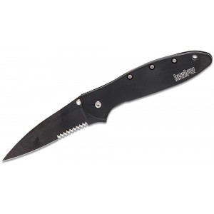 Kershaw 1660CKTST Ken Onion Leek Assisted Flipper Knife 3&quot; Black Combo Blade, Stainless Steel Handles on Sale