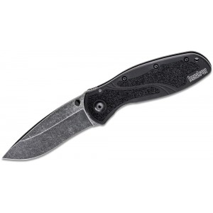 Kershaw 1670BW Blur by Ken Onion Assisted Folding Knife 3-3/8&quot; Blackwash Plain Blade, Black Aluminum Handles on Sale