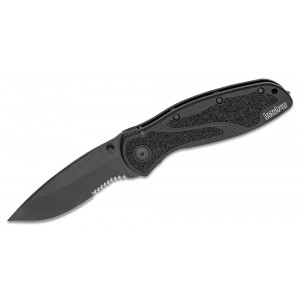 Kershaw 1670GBBLKST Ken Onion Blur Assisted Folding Knife 3-3/8&quot; Black Combo Blade, Glass Breaker, Black Aluminum Handles on Sale