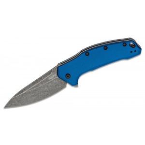 Kershaw 1776NBBW Link Assisted Flipper Knife 3.25&quot; Blackwash Plain Blade, Navy Blue Aluminum Handles on Sale