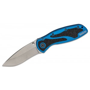 Kershaw 1670NBSW Blur Folding Knife Assisted Folding Knife 3.4&quot; Stonewash Plain Blade, Blue Aluminum Handles on Sale