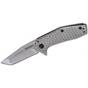 Kershaw 1324 Cathode Assisted Flipper Knife 2.25&quot; Stonewashed Tanto Blade, Stainless Steel Handles on Sale