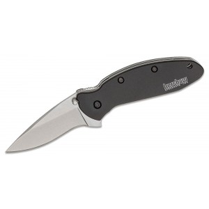 Kershaw 1620SWBLK Ken Onion Scallion Assisted Flipper Knife 2.25&quot; Stonewashed Plain Blade, Black Aluminum Handles on Sale