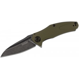 Kershaw 7007OLBW Natrix Assisted Flipper Knife 3.25&quot; Black Stonewashed Drop Point Blade, Olive G10 Handles on Sale