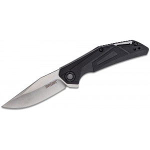 Kershaw 1370 Camshaft Assisted Flipper Knife 3&quot; Stainless Steel Stonewashed Clip Point, Black GFN Handles on Sale
