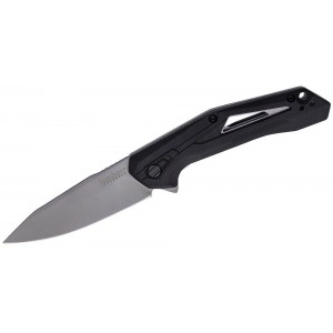 Kershaw 1385 Airlock Assisted Flipper Knife 3&quot; Bead Blasted Drop Point Blade, Black GRN Handles on Sale