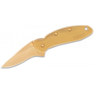 Kershaw 1600G Ken Onion Gold Plated Chive Assisted Flipper 1.9&quot; Plain Blade, Gold Plated Steel Handles on Sale