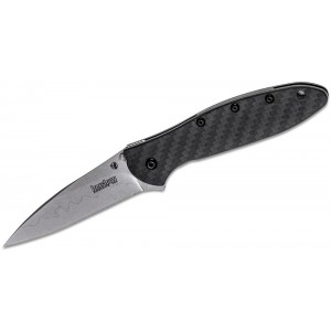 Kershaw Limited Run Ken Onion Leek Assisted Flipper Knife 3&quot; Stonewashed Composite Wharncliffe Blade, Carbon Fiber Handles - 1660CFCBSW on Sale