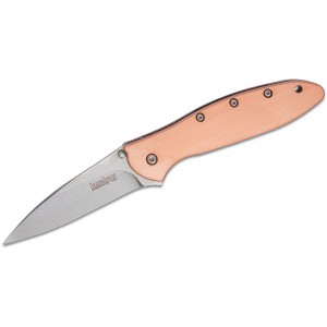 Kershaw 1660CU Ken Onion Leek Assisted Flipper Knife 3&quot; CPM-154 Stonewashed Blade, Copper Handles on Sale