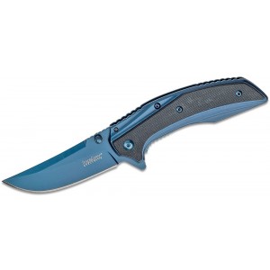Kershaw 8320 Outright Assisted Flipper 3&quot; Blue Upswept Blade, Blue Stainless Steel Handles with Black G10 Overlays on Sale