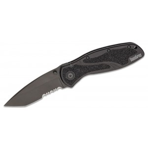 Kershaw 1670TBLKST Ken Onion Blur Assisted Folding Knife 3-3/8&quot; Black Tanto Combo Blade, Black Aluminum Handles on Sale